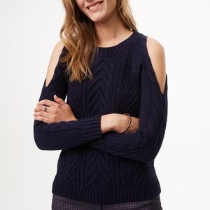 LOFT Cableknit Cold Shoulder Sweater